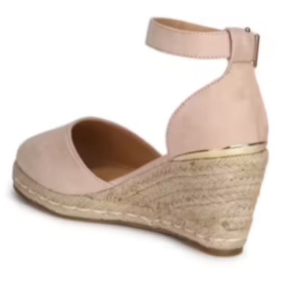 Truffle Collection Nude Wedge ankle strap espadrille Sandals shoes Sz 5 - Picture 3 of 13